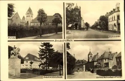 Ak Bendorf am Rhein, Kirche, Bahnhofstraße, Ortskrankenkasse, Untere Vallendaerstraße