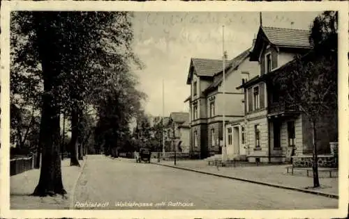 Ak Hamburg Wandsbek Rahlstedt, Waldstraße mit Rathaus