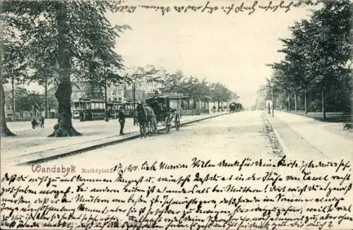 Ak Hamburg Wandsbek, Marktplatz, Kutsche