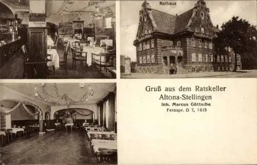 Ak Hamburg Altona Stellingen, Rathaus, Ratskeller