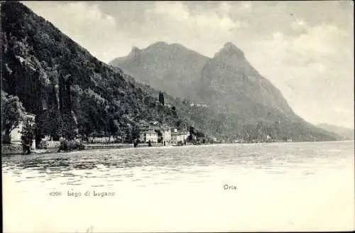 Ak Oria Lago di Lugano Lombardia, Teilansicht, Gebirge