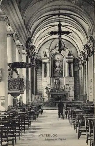 Ak Waterloo Wallonisch Brabant, Kirche, Innenansicht