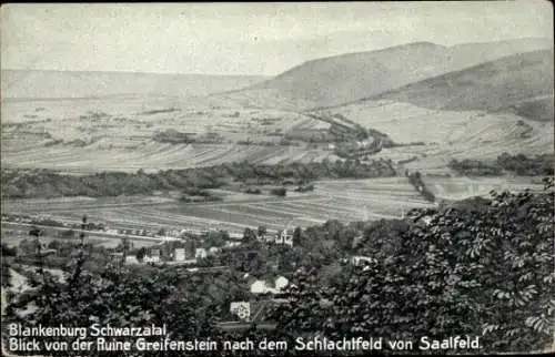 Ak Bad Blankenburg in Thüringen, Schlachtfeld von Saalfeld, Blick von Ruine Greifenstein