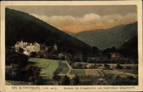 Ak Bad Blankenburg in Thüringen, Schwarzatal, Eingang, Sanatorium Schwarzeck