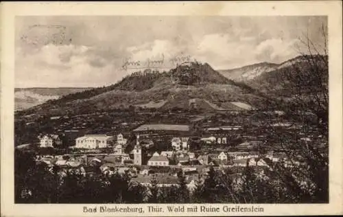 Ak Bad Blankenburg in Thüringen, Panorama, Burg Greifenstein, Ruine