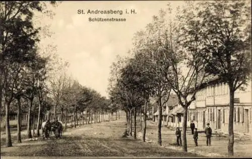 Ak St. Andreasberg Braunlage im Oberharz, Die Schützenstraße