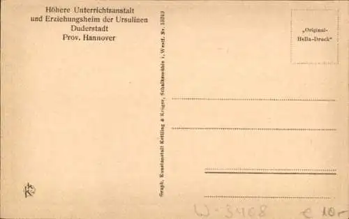 Ak Duderstadt im Eichsfeld, höhere Unterrichtsanstalt und Erziehungsheim der Ursulinen, Diele