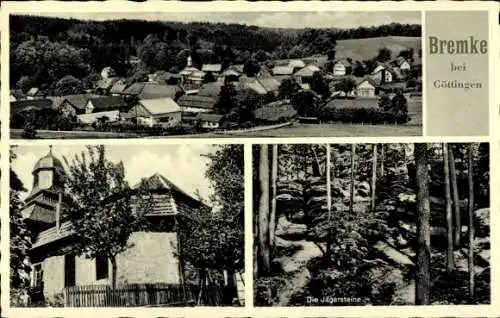 Ak Bremke Gleichen Landkreis Göttingen, Gesamtansicht, Jägersteine, Kirche