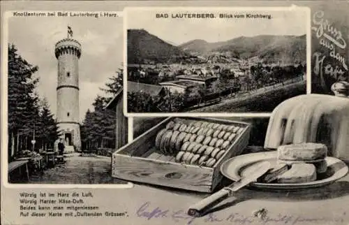 Ak Bad Lauterberg im Harz, Gedicht, Blick vom Kirchberg, Knollenturm