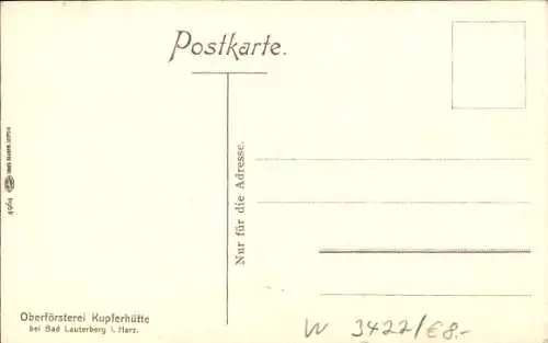 Ak Schierke Wernigerode am Harz, Oberförsterei Kupferhütte und Umgebung