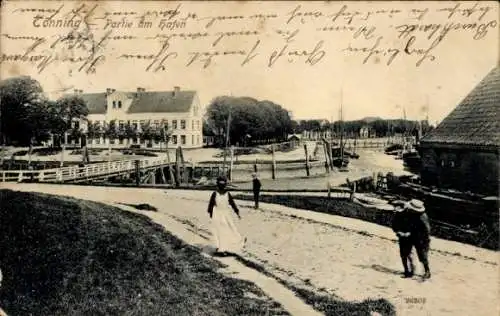 Ak Tönning an der Eider Nordfriesland, Hafen