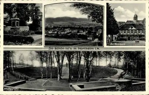 Ak Northeim in Niedersachsen, Kriegerdenkmal, Marktplatz, Weihestätte, Gesamtansicht