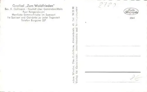 Ak Neuhof Fellen in Unterfranken, Panorama, Gasthof zum Waldfrieden