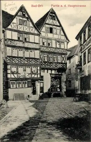Ak Bad Orb im Spessart Hessen, Hauptstraße, Fachwerkhäuser