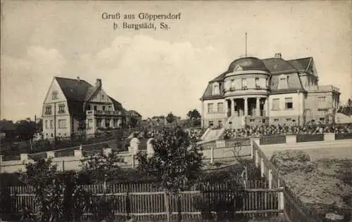 Ak Göppersdorf Burgstädt Sachsen, Villen, eingezäunte Gärten, Straße