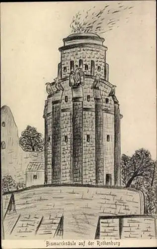 Künstler Ak Steinthaleben Kyffhäuserland in Thüringen, Kyffhäuser, Rothenburg, Bismarcksäule