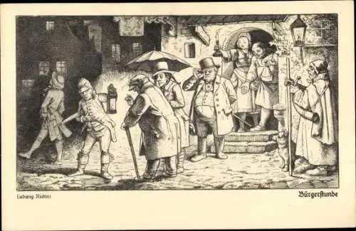 Künstler Ak Richter, Ludwig, Fürs Haus, Herbst, Bürgerstunde, Allegorie