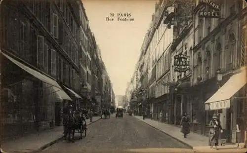 Ak Paris IX., Rue Fontaine, Hotel