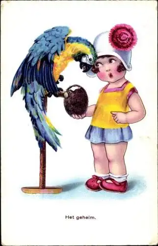 Ak Papagei, Mädchen, Kokosnuss