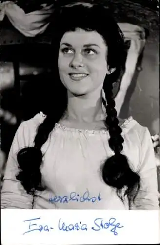 Ak Schauspielerin Eva Maria Stolze, Portrait,  Autogramm
