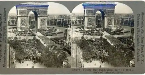 Stereo Foto Paris, Triumphbogen am Tag des Sieges 1919