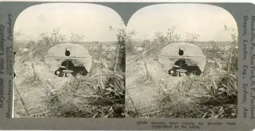 Stereo Foto Demolished German machine gun cupola