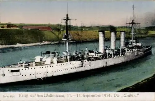 Ak Deutsches Kriegsschiff, SMS Emden, kleiner Kreuzer, Kaiserliche Marine