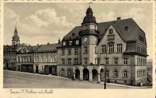 Ak Treuen im Vogtland, Rathaus, Markt