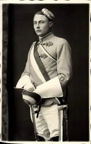 Studentika Foto Ak Student in Uniform, Portrait, Säbel, Mütze