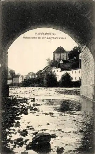 Ak Bystrzyca Kłodzka Habelschwerdt Schlesien, Neisse, Eisenbahnbrücke