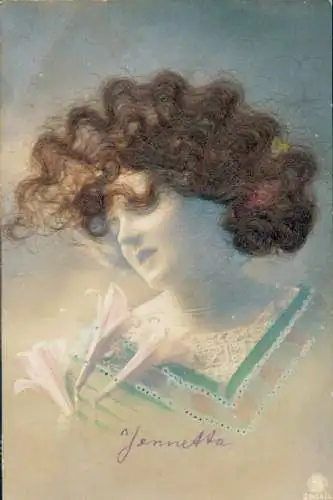 Echthaar Ak Frauenportrait