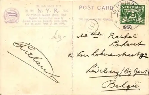 Passepartout Ak Dampfer MS Yasukuni Maru, Nippon Yusen, Schmetterling