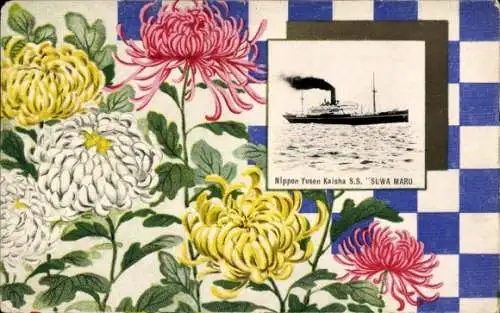 Passepartout Ak Dampfer SS Suwa Maru, Nippon Yusen Kaisha, NYK Line