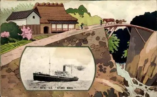 Passepartout Ak Dampfer SS Kitano Maru, Nippon Yusen, NYK Line