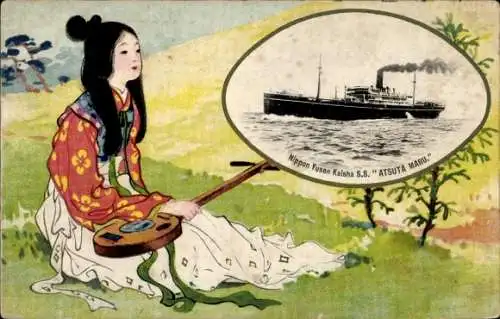 Passepartout Ak Dampfer SS Atsuta Maru, Nippon Yusen Kaisha, NYK Line