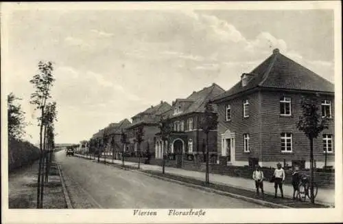 Ak Viersen in Nordrhein Westfalen, Florastraße, Straßenpartie, Jungen mit Fahrrad