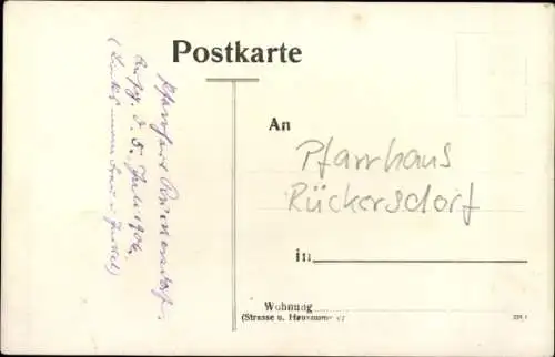 Foto Ak Rückersdorf, Pfarrhaus, aufgenommen 5. Juli 1906