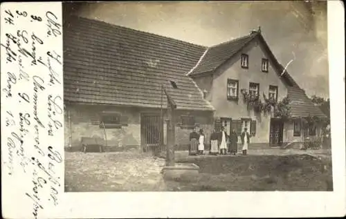 Foto Ak Wolfsbronn Meinheim in Mittelfranken, Wohnhaus Beißer?, Gehöft, Anwohner