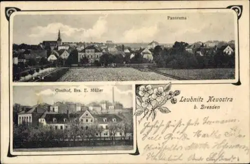 Ak Dresden Leubnitz Neuostra, Panorama, Gasthof E. Müller