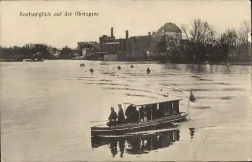 Ak Berlin Köpenick Oberschöneweide, Bootsunglück auf der Oberspree