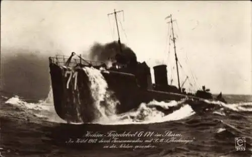 Ak Deutsches Kriegsschiff, Hochseetorpedoboot im Sturm, G 171, Kaiserliche Marine