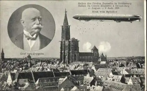 Ak Straßburg Elsass Bas Rhin, Ballon des Grafen Zeppelin