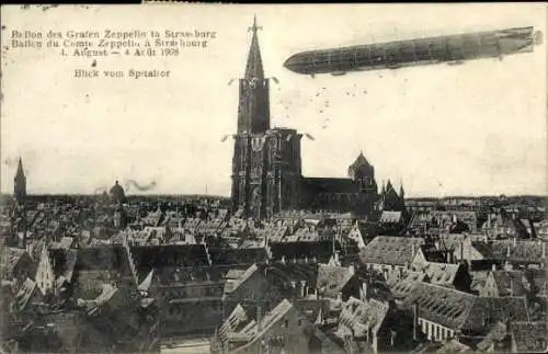 Ak Straßburg Elsass Bas Rhin, Ballon des Grafen Zeppelin, Spitaltor