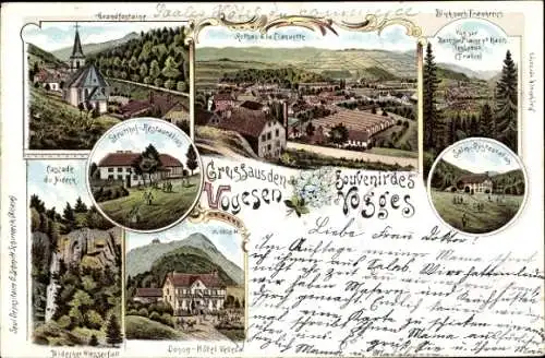 Litho Rothau Elsass Bas Rhin, Cascade, Donon Hotel, Grandfontaine