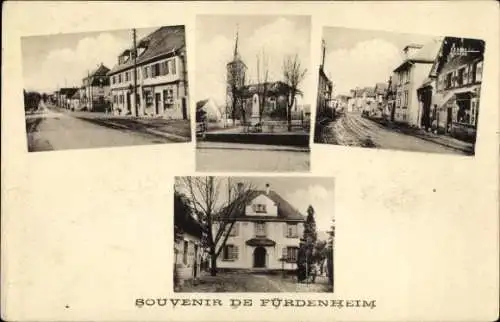 Ak Furdenheim Fürdenheim Elsass Bas Rhin, Straßenpartie, Kirche