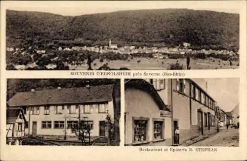 Ak Ernolsheim Bruche Bas Rhin, Restaurant und Lebensmittelgeschäft