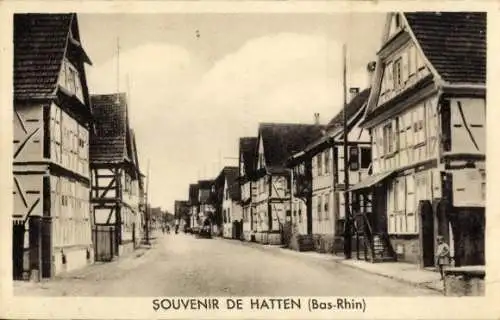 Ak Hatten Elsass Bas Rhin, Straßenpartie
