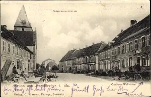 Ak Harskirchen im Elsass Bas Rhin, Gasthaus Weidmann, Gutenbrunnenstraße