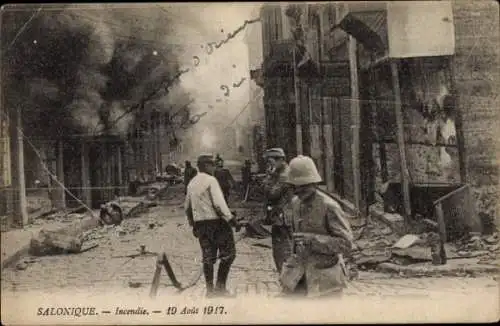 Ak Thessaloniki Saloniki Griechenland, Incendie 19 Août 1917