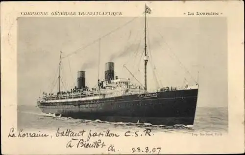 Ak Dampfer La Lorraine, CGT, French Line
